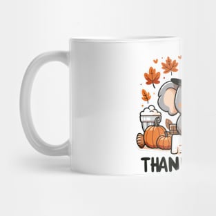 "Thanksgiving Joy" - Cute Elephant Celebrating Thanksgiving Design Mug